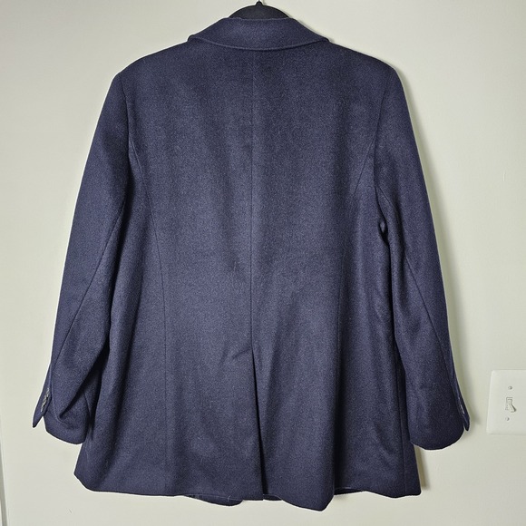 Talbots 14W Navy Blue Wool Blend Blazer Lined Italy Classic Office‎ Career Work - Picture 2 of 9